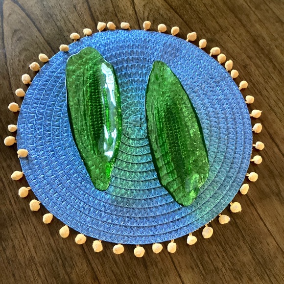 Indiana Glass Pair Of Corn On The Cob Holders Green Vintage EUC - Picture 2 of 10